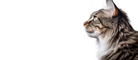 Aufkleber - A cat with its gaze directed towards the side on a white background providing ample copy space image