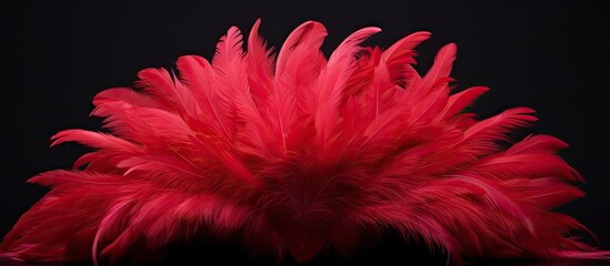 Poster - The plumed cockscomb is a feathery ornament adorning the top of a hat or headdress It adds a touch of elegance and sophistication to the overall appearance. with copy space image