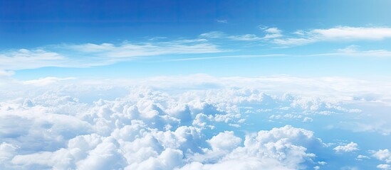 Poster - Capture images of the vibrant blue sky from the airplane leaving ample space for creative use or text overlay