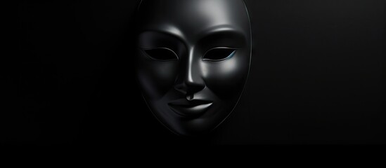 Poster - A face mask seen from above placed on a black background with space for additional images or text