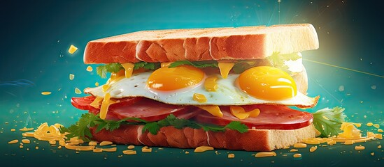 Poster - A delicious sandwich made with spam and eggs. with copy space image. Place for adding text or design
