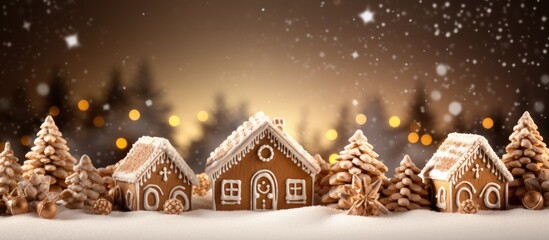 Aufkleber - The holiday themed gingerbread serves as a Christmas background providing ample copy space for images