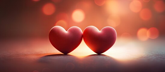 Poster - The concept of love is represented by two hearts Copy space image