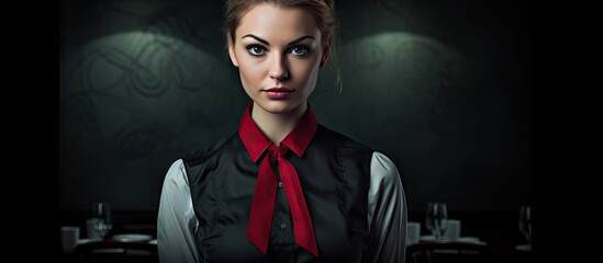 Poster - A gloomy waitress with a copy space image