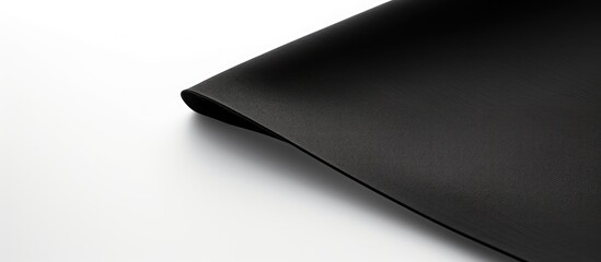 Poster - The black corner of a black napkin stands out against a white background with a diagonal line There is plenty of copy space available for text or design on this two toned black and white background