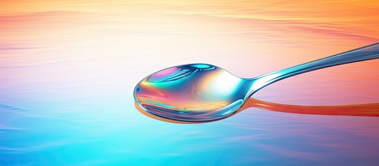 Fototapete - There is a copy space image available on a bright background featuring a plastic spoon and fork which can be used for design purposes