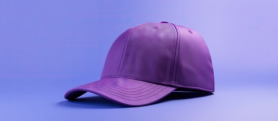 Poster - A baseball cap is positioned on a violet backdrop creating a mock up image for design purposes. with copy space image. Place for adding text or design