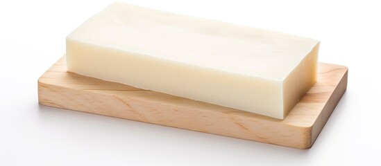 Poster - A blank label is showcased on a white background serving as a template for your logo on a natural soap Copy space image