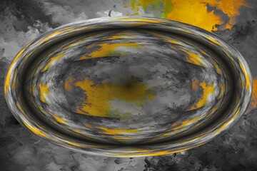 Wall Mural - bright yellow and shades of grey creative concentric ellipse pattern