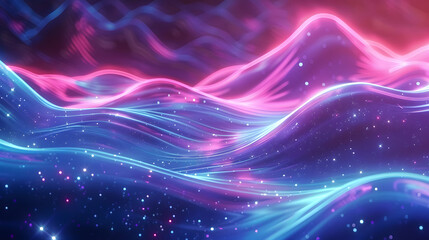 Wall Mural - pink blue glowing neon moving high background. Generative AI.