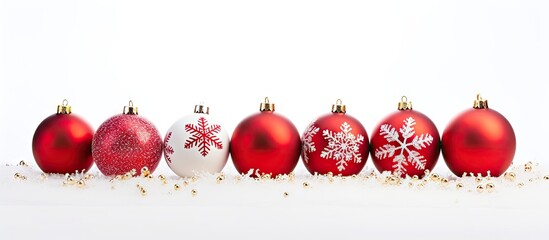 Poster - Christmas holiday decorations on a white background providing copy space for your text