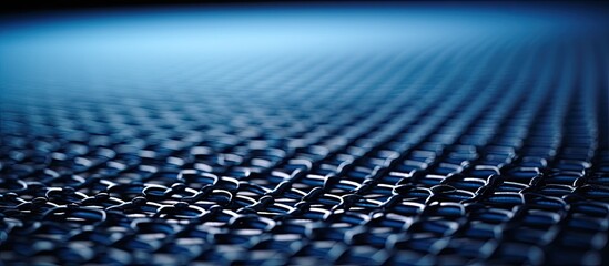 Poster - Close up view of a table tennis net with a blue color providing ample space for copying images