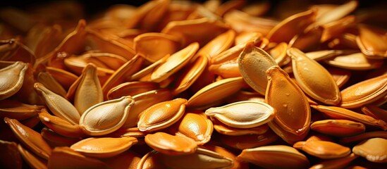 Aufkleber - Peeled pumpkin seeds shown in a copy space image