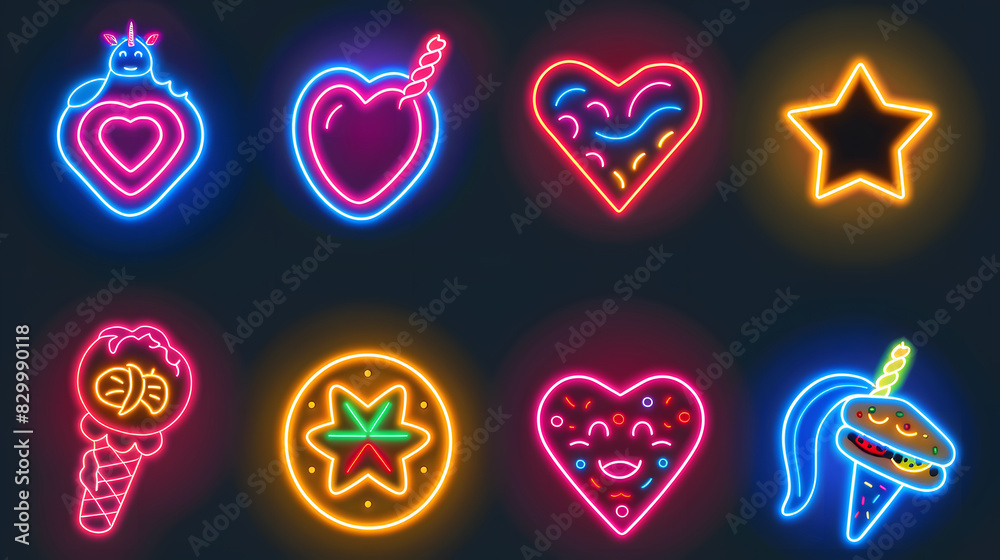 Light Pop Icon Pop art icons set. Pop art neon sign. Bright signboard, light banner ...