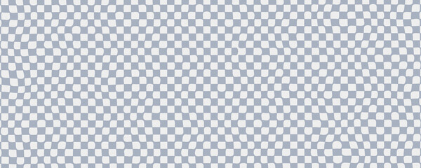 Aufkleber - Trippy checkerboard background. Retro psychedelic checkered wallpaper. Wavy groovy chessboard surface. Distorted geometric pattern. Abstract monochrome backdrop