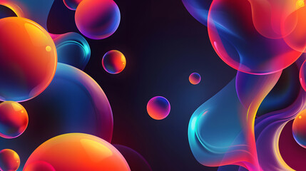 Poster - poster collection with abstract colorful gradient sphere. glowing vibrant liquid gradient shape on d