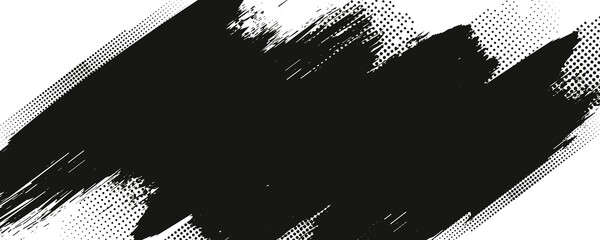 Aufkleber - Background for text. Isolated grunge traces banners set. Black paint. abstract splatter grunge with halftone effect. Brush ink stroke.