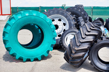 Wall Mural - Rubber tire green and black for tractor agriculture