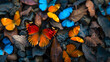 © tfk - Special unique butterfly among crowd of common ones. Generative AI.