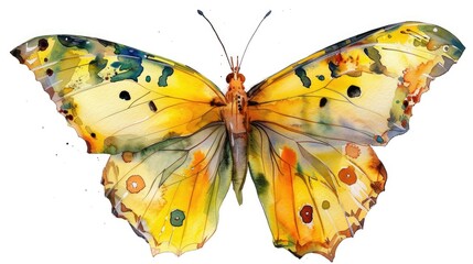 Canvas Print - Butterfly painted with watercolors set against a white background