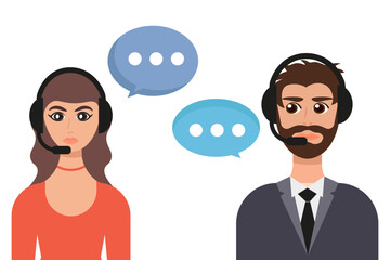 Aufkleber - Man and woman support operator. Support service with man and woman in a flat design