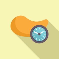 Poster - Whimsical, flatdesigned image portraying a mango with a scale, symbolizing weight and balance