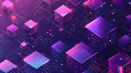 The graphic design element and abstract geometric background with isometric digital blocks. Blockchain concept and modern technology. Generative AI.