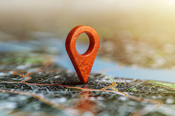 Poster - Map travel location. Locator mark of map and location pin
