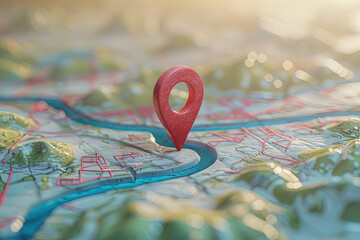 Poster - Map travel location. Locator mark of map and location pin