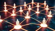 © shahriarsworld - human network connected by glowing lines symbolizing social media connections
