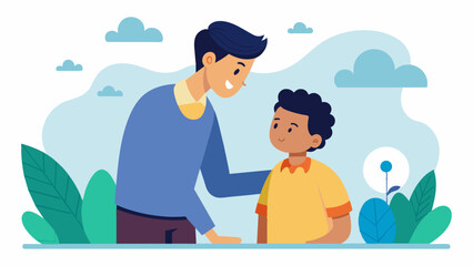 A mentor helping a young person navigate through difficult family situations providing a listening ear and valuable guidance.. Vector illustration
