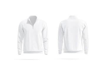 Wall Mural - Blank white quarter zip sweater mockup, front and back view