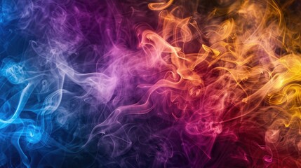 Aufkleber - Vibrant smoke patterns on dark backdrop photograph