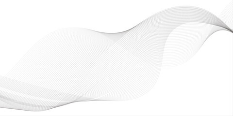Fototapete - Gray and white abstract background with flowing particles. Digital future technology concept.Abstract colorful curved lines on white paper background. Abstract wave line for banner, template, walpaper