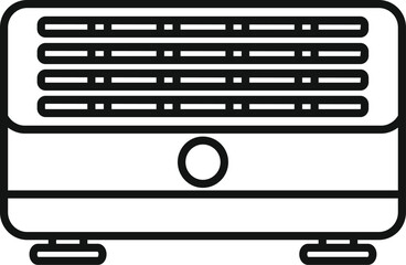 Poster - Black and white line icon of a modern air conditioning unit, suitable for web and print