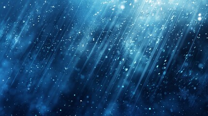 Abstract background featuring gradient from navy to icy blue light streaks and snowflake textures in a winter theme backdrop