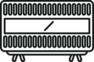 Poster - Vector illustration of a vintage tv set in line art style, isolated on white background