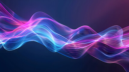 Poster - vector abstract light lines wavy flowing dynamic in blue pink colors. generative ai.