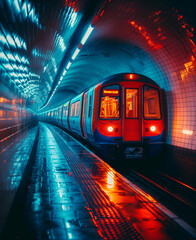 Canvas Print - subway train in tunnel