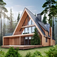 Wall Mural - Wooden house in the woods