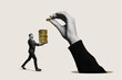 © svetazi - Financier with a stack of coins in his hands. Art collage.