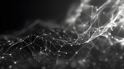 Fototapete - Wireframe background with plexus effect. Futuristic vector illustration. Generative AI.