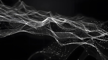 Fototapete - Wireframe background with plexus effect. Futuristic vector illustration. Generative AI.