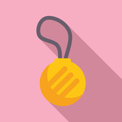 Poster - Modern flat design graphic of a yellow light bulb icon with long shadow, symbolizing ideas and creativity