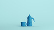 © paul - Blue coffee pot cafetiere coffeemaker handle retro vintage classic pale background 3d illustration render digital rendering