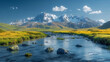 © Premium Resource - majestic image of Deosai National Park vast grassland stretching horizon snowcapped peak of Himalayas towering distance park's pristine wilderness diverse wildlife including endangered Himalayan brown