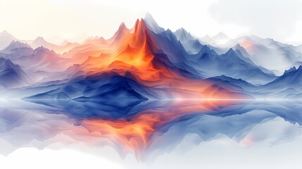 Wall Mural - Blue and orange mountains and rivers silk landscape poster background