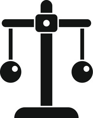 Poster - iconic black silhouette illustration of equalarm balance scales, representing justice and measuremen