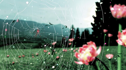 Spider Spectacle: The Artistry of Spider Webs - Imagine a scene where spider webs glisten in the sunlight, their delicate strands forming intricate patterns that capture prey and showcase the spider's