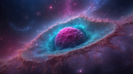 Wall Mural - 3d microbe galaxy nebula gradient background